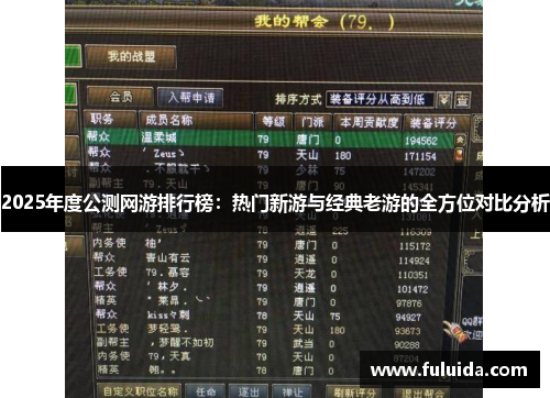 2025年度公测网游排行榜：热门新游与经典老游的全方位对比分析